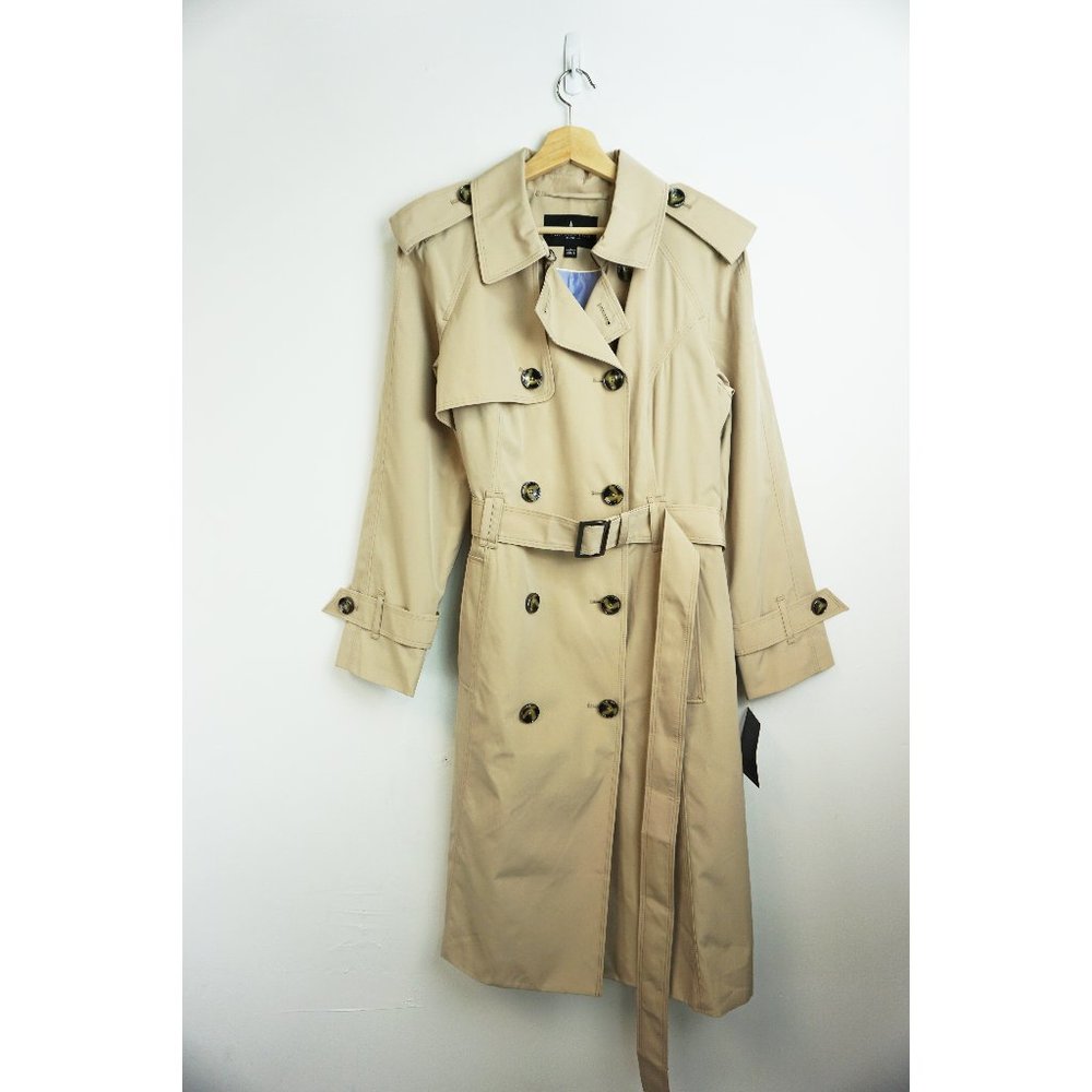 NWT London Fog Double Breasted Trench Coat Stone L - Picture 4 of 9